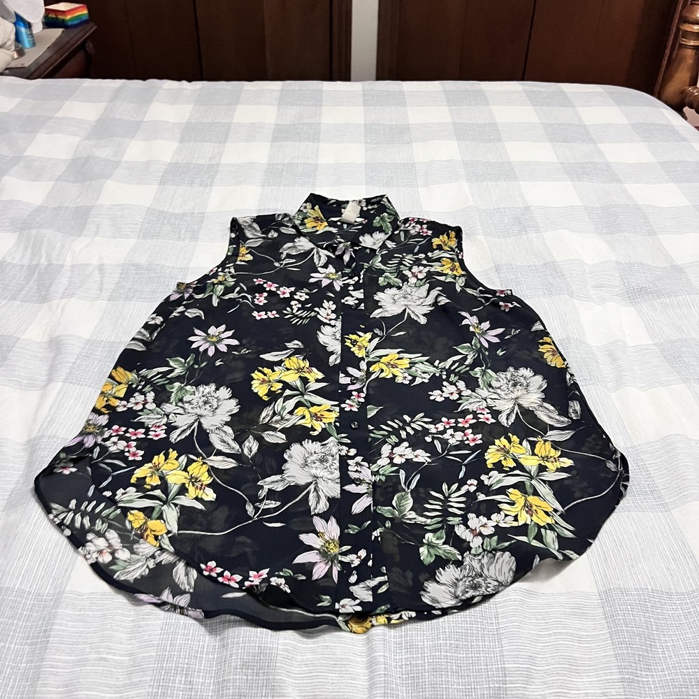 H&M Floral Print Sleeveless Shirt Women's Size 6